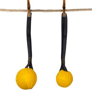 pelota con cuerda, pelota engomada con asa, pelota muy resistente para perro starmark durafoam oh my gos