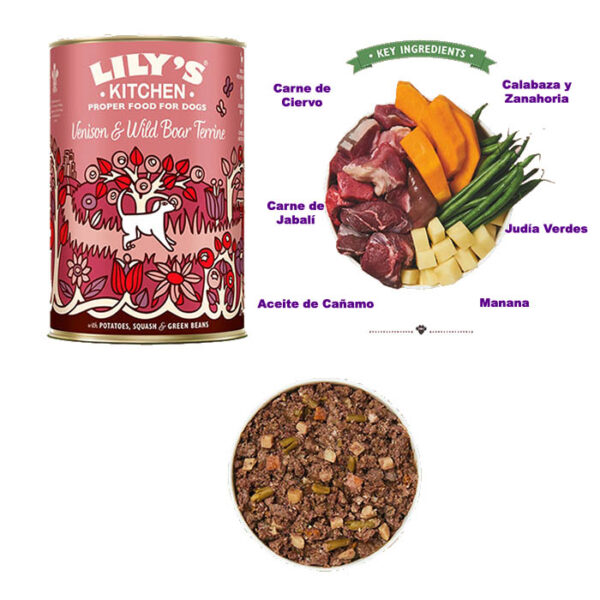 Lily's Kitchen Venison and Wild Boar Terrine - Ciervo y Jabalí Lily kitchen comida humeda perro de ciervo y jabali oh my gos