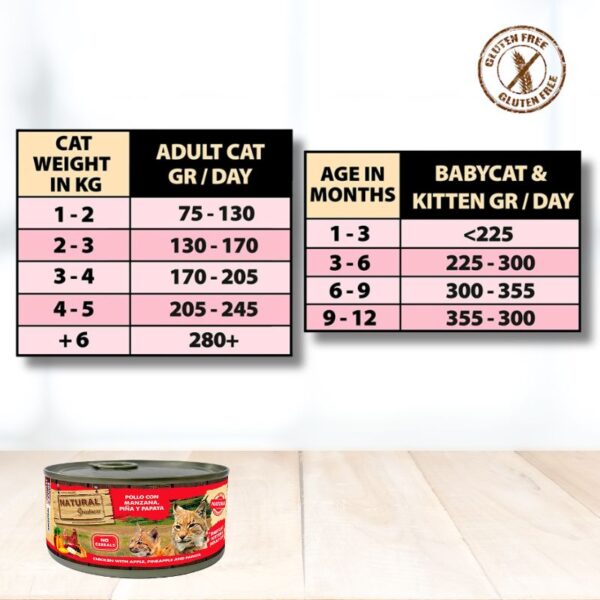 natural greatness comida humeda gatos completa POLLO MANZANA dosificacion