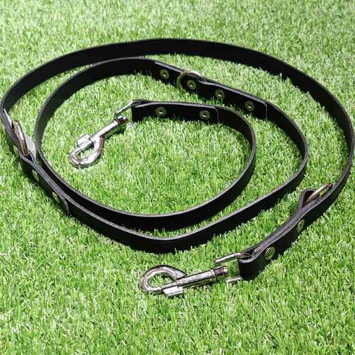 correa multiposicion Correas para perro de cuero artesanal negra barcelona oh my gos