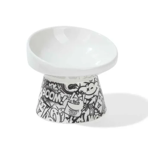 comedero elevado perro y gato m-pets urbanstyle blanco y negro