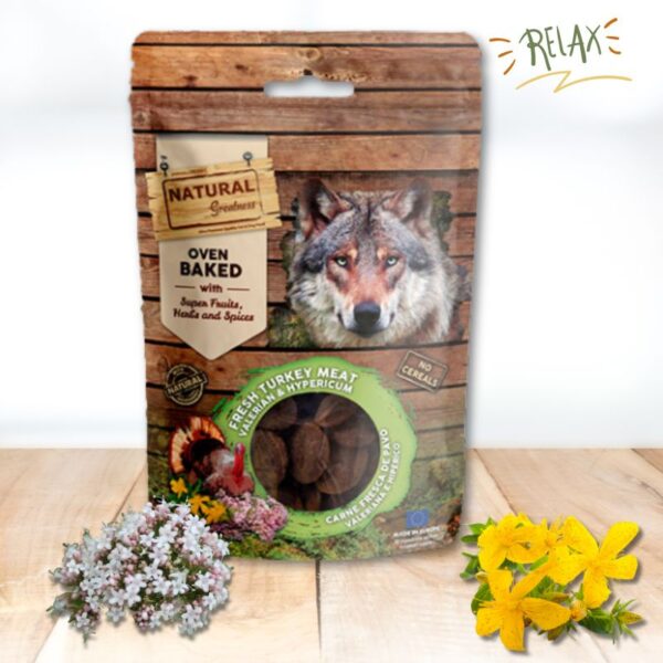 Snack Relajante Natural para Perros Natural Greatness Oven Baked composicion