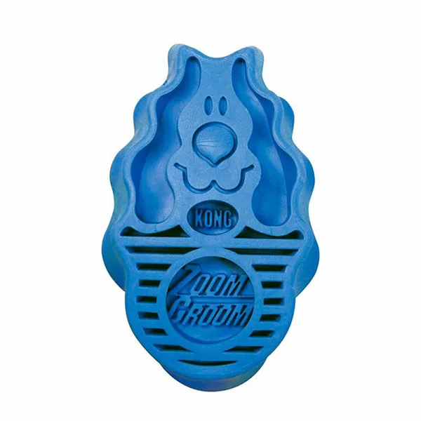 Kong-zoomgroom-dog azul manopla de silicona para perro oh my gos