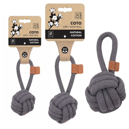 Pelota de cuerda con asa GRIS M-pets COTO ecologico