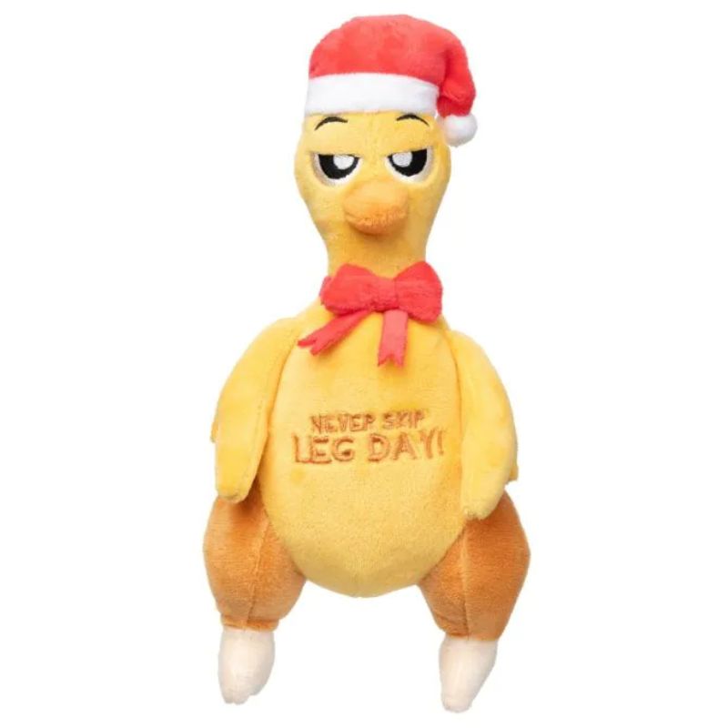 Pollo de Peluche para perro FuzzYard amarillo pollito navideño ohmygos