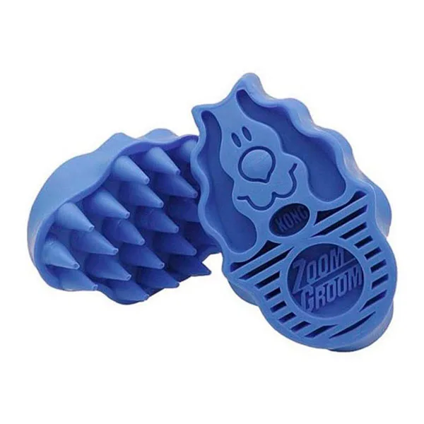kong zoom groom dog AZUL manopla de silicona para perros SUAVE oh my gos