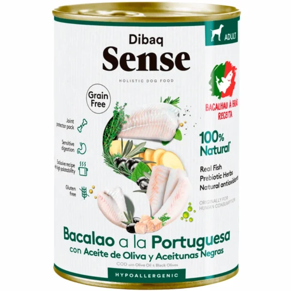 Dibaq-sense-perro-comida humeda-latas-BACALAO-A-LA-PORTUGUESA-ohmygosweb.com